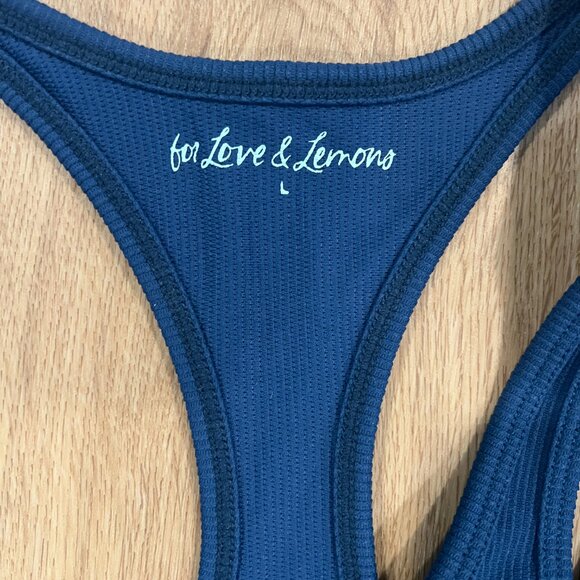 For Love & Lemons Blue Two Tone Racerback Tank Top Size Large - Picture 3 of 4